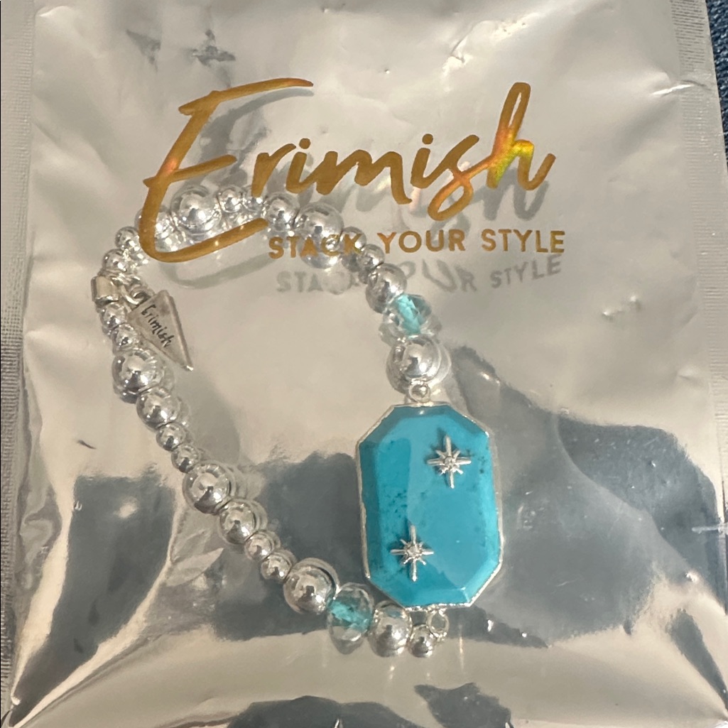 Erimish Aqua And Clear Beaded Bracelet 15$